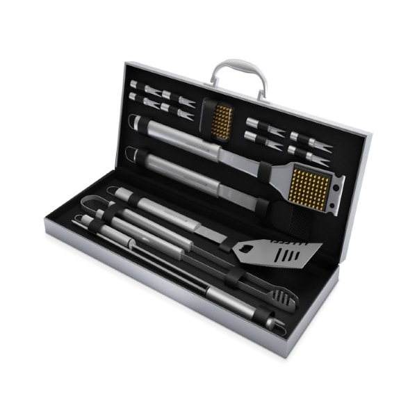 Hastings Home 16-piece Hastings Home Grill Set Stainless Steel BBQ Accessory Kit with Tongs, Skewers, Spatula, Case 271185FCX - main
